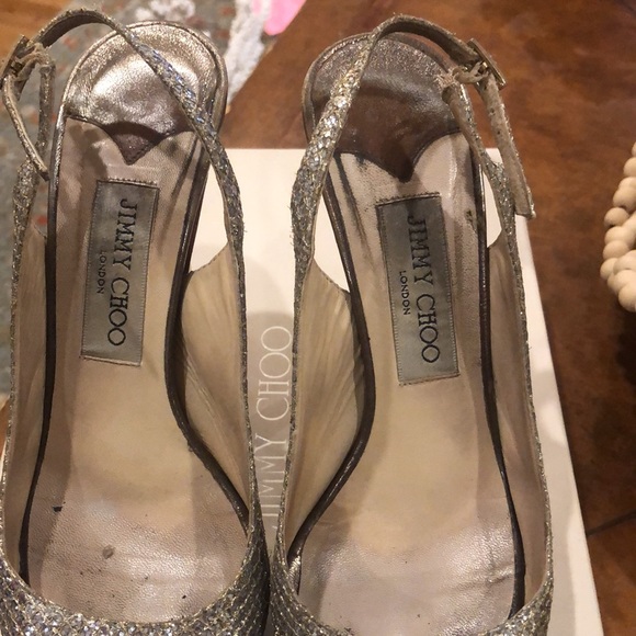 Jimmy Choo Glitter Champagne Clue Heels 7 - Picture 4 of 10